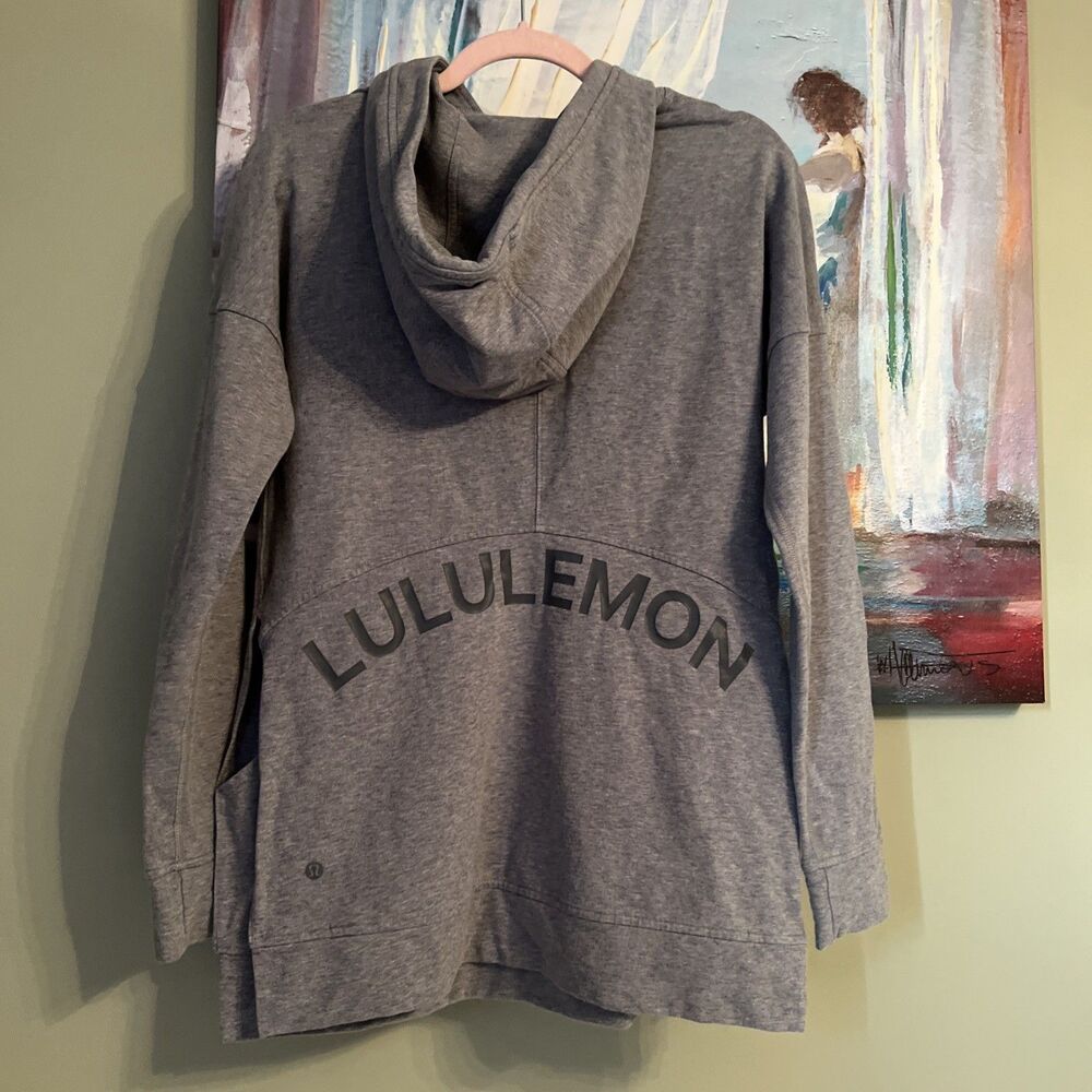 Lululemon Cut Above Hoodie Expression Heathered Black Side Slits Size 6